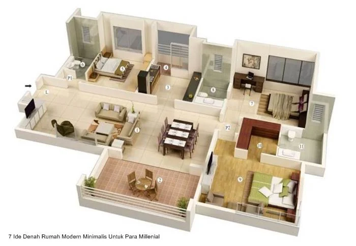 7 Ide Denah Rumah Modern Minimalis Untuk Para Millenial