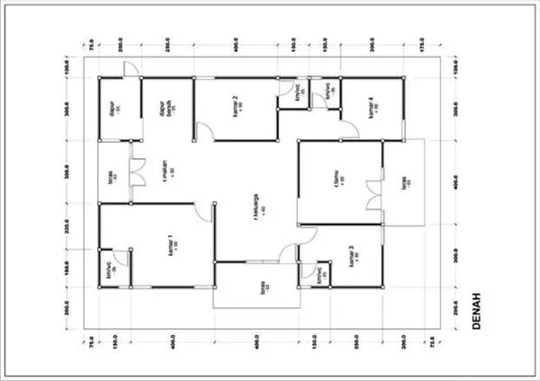 Denah Rumah 1 Lantai dengan Mushola
