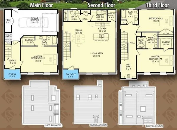 Denah Rumah 3 Lantai Ada Rooftop