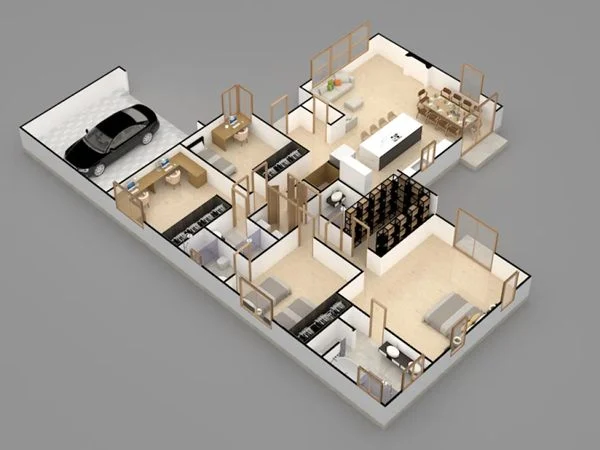 Denah Rumah Minimalis 3 Kamar Ukuran 7x10 yang Fungsional
