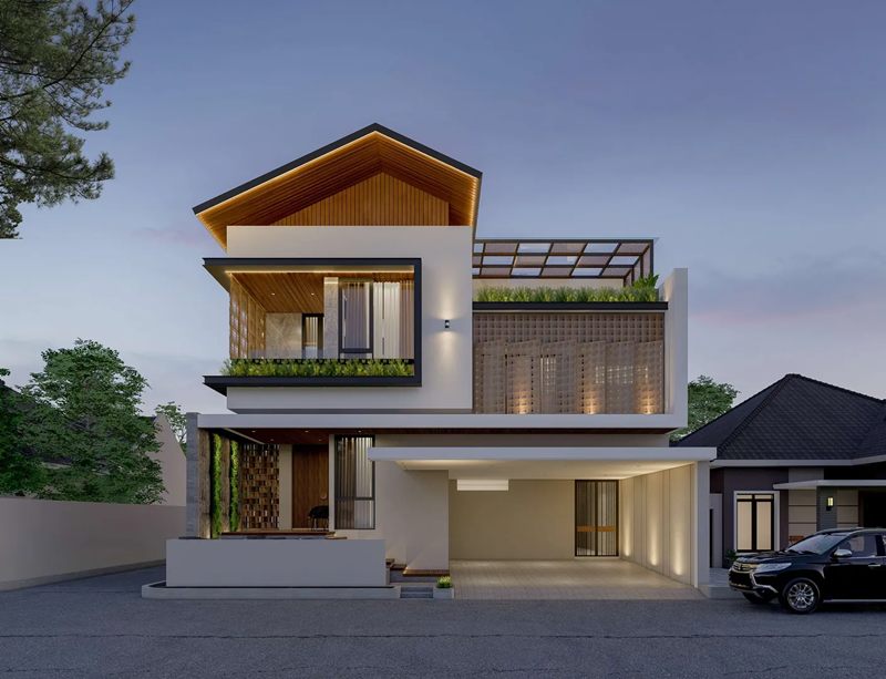 Fasad Rumah Panggung Minimalis Modern Tropikal