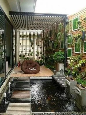 Kolam Ikan Minimalis Plus Kursi Santai Buat Nge-Chill