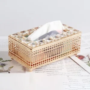 Kotak Tisu Kristal Gold OPTIVIA – Tempat Tisu Estetik Mewah untuk Rumah dan Mobil