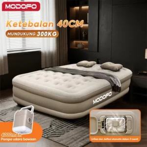 MODOFO kasur angin Tempat Tidur Tiup Otomatis untuk Rumah Ganda Kasur Udara Luar Ruangan Dapat Dilipat Portabel Inflatable Bed Pompa Tiup Double Air Bed