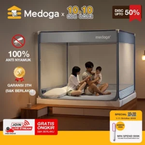 Medoga Kelambu Anti Nyamuk Anti Jatuh Tenda Bayi & Dewasa Jumbo Kotak