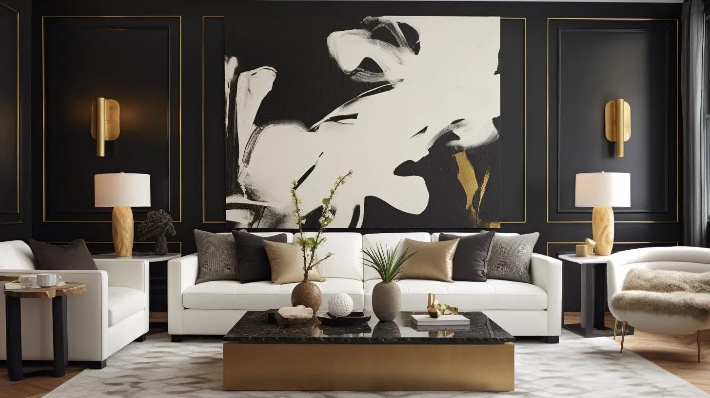 10 Inspirasi Molding Dinding Ruang Tamu yang Bikin Interior Makin Elegan 6 Molding Bingkai Foto