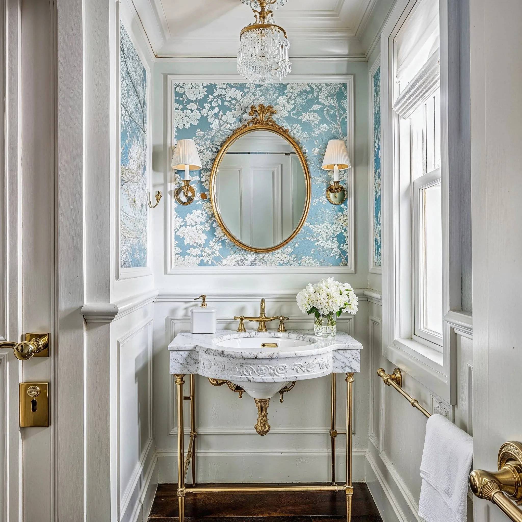 10 Inspirasi Molding Dinding Ruang Tamu yang Bikin Interior Makin Elegan 8 Molding Kotak + Wallpaper