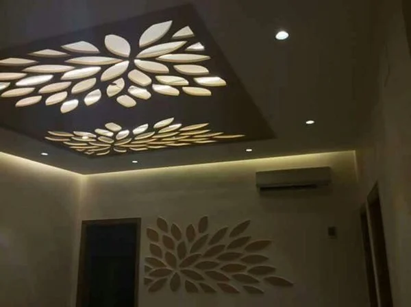 Plafon Gypsum Motif Daun atau Floral Simpel