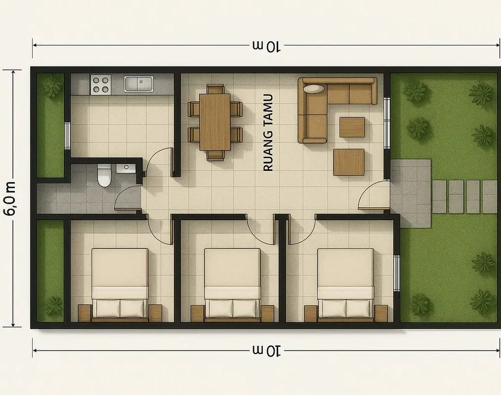 Tipe 36 Tapi Bisa Muat 3 Kamar
