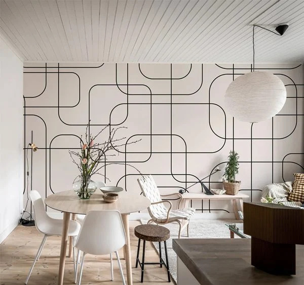 Wallpapar Garis Tidak Beraturan yang Menawan Ruang makan