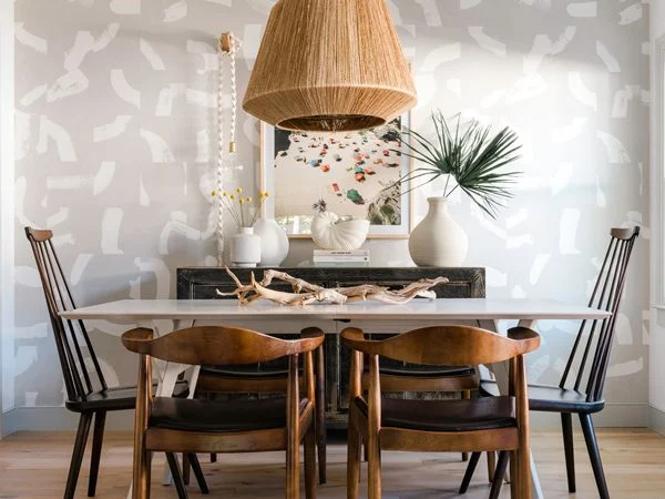Wallpaper Modern dengan Warna Terang ruang makan