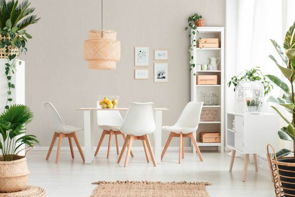 ruang makan wallpaper Cream Polos