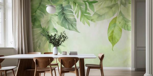 ruang makan wallpaper Hijau Daun yang Segar Tapi Kalem