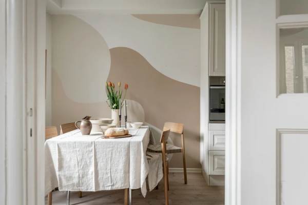 ruang makan wallpaper Wallpaper Beige Pastel