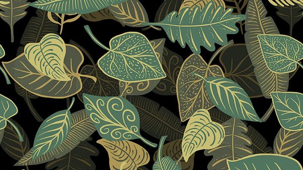 20 Wallpaper Ruang Makan Impian yang Bikin Suasana Makan Makin Nyaman! 11 wallpaper motif daun warna putih-hijau